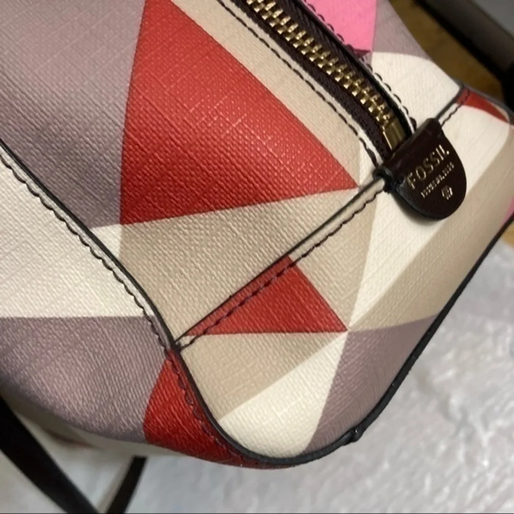 Fossil Sidney scarlet multicolor convertible barrel messenger bag - Picture 6 of 13